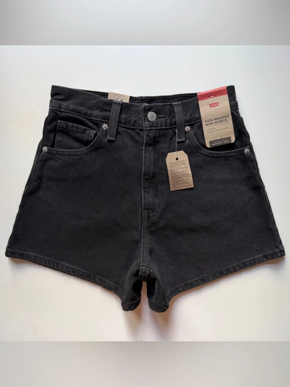 Levi's High Waisted Mom Women's Shorts Relaxed Fit High Rise Denim Black Jean 25 - Picture 7 of 11